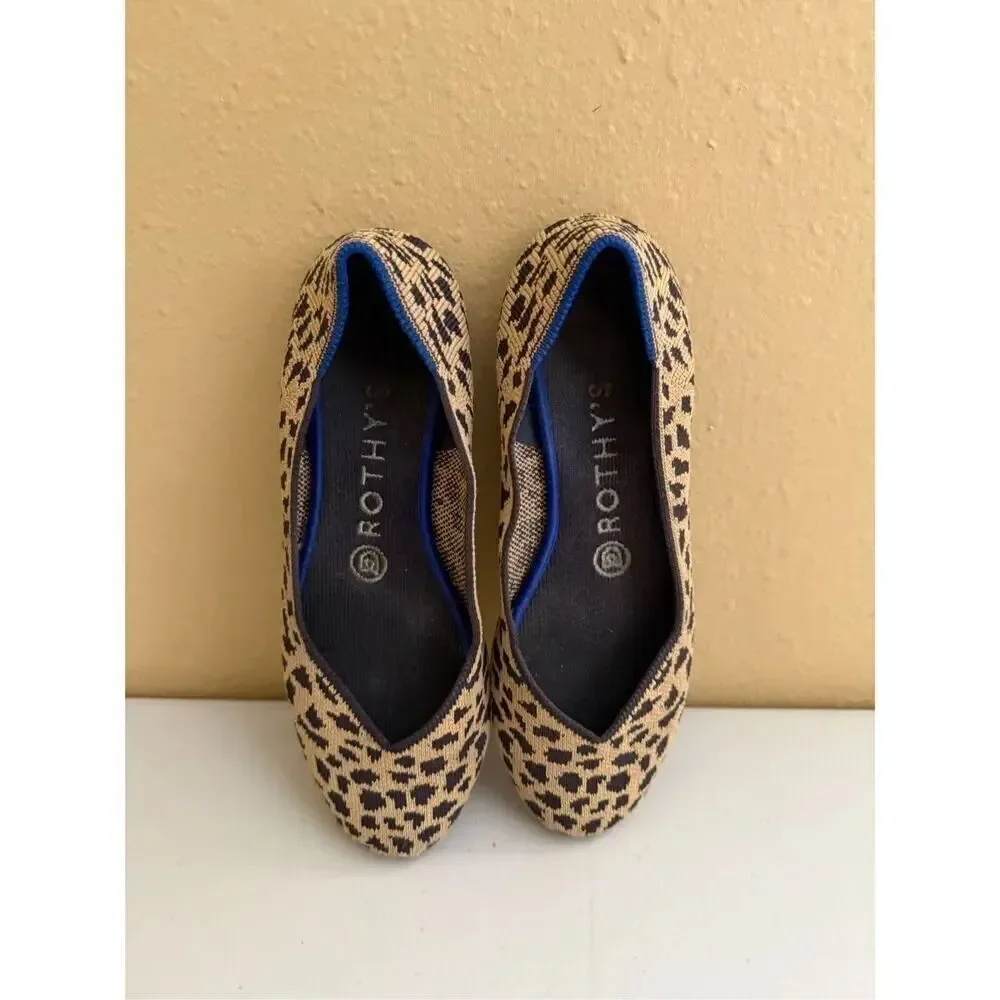 Rothy's The Flat Shoes Round Toe Animal Print Upper Womens Size 6.5
